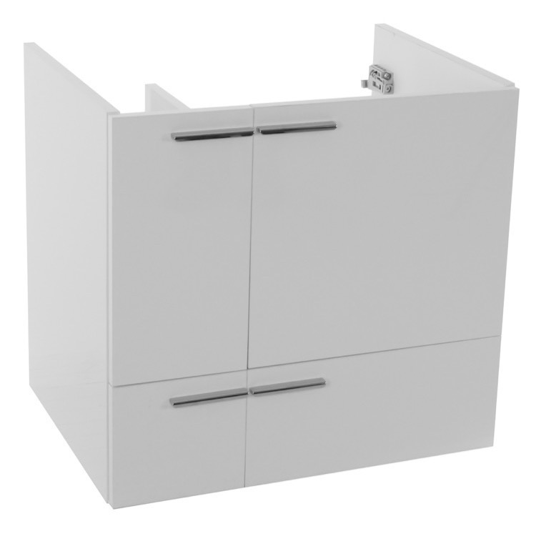 Vanity Cabinet, ACF L415W, 23 Inch Wall Mount Glossy White Bathroom Vanity Cabinet